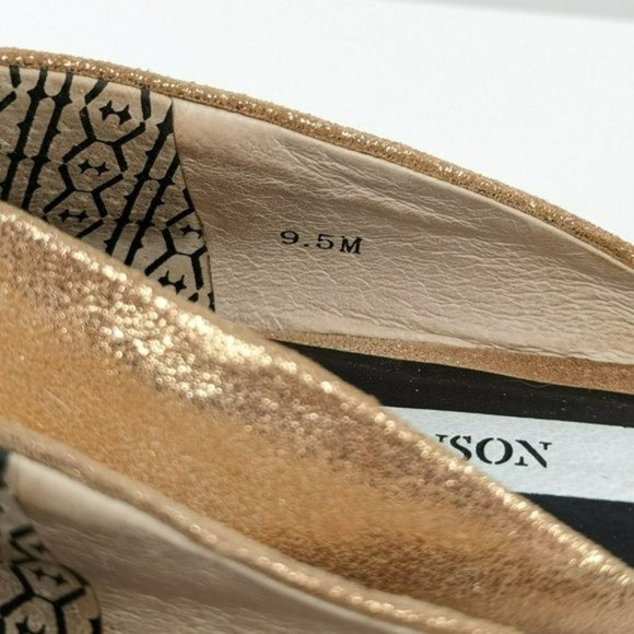 Matt Bernson dOrsay Flats 9.5 M Black Rose Gold Two Toned Snake Embossed Leather - Picture 2 of 14